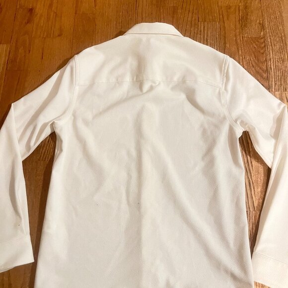 NEW ZARA MENS LONG SLEEVE TEXTURED SHIRT TOP M ECRU WITH FRONT POCKET - Picture 6 of 7